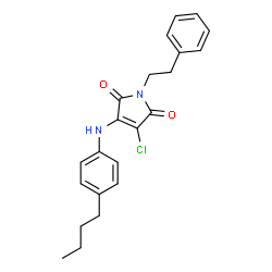 ChemSpider 2D Image | 3-[(4-Butylphenyl)amino]-4-chloro-1-(2-phenylethyl)-1H-pyrrole-2,5-dione | C22H23ClN2O2