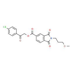 ChemSpider 2D Image | 2-(4-Chlorophenyl)-2-oxoethyl 2-(3-methoxypropyl)-1,3-dioxo-5-isoindolinecarboxylate | C21H18ClNO6