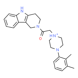 ChemSpider 2D Image | 4-(2,3-Dimethylphenyl)-1-[2-oxo-2-(1,3,4,5-tetrahydro-2H-pyrido[4,3-b]indol-2-yl)ethyl]piperazin-1-ium | C25H31N4O