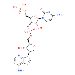 ChemSpider 2D Image | [(2R,3S,4R,5R)-5-(4-Amino-2-oxo-1(2H)-pyrimidinyl)-3-{[{[(2R,3S,4R)-4-(6-amino-9H-purin-9-yl)-3-hydroxytetrahydro-2-furanyl]methoxy}(hydroxy)phosphoryl]oxy}-4-hydroxytetrahydro-2-furanyl]methyl dihydr
ogen phosphate | C19H26N8O13P2
