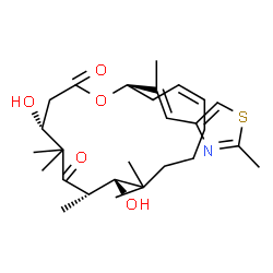 ChemSpider 2D Image | (4R,7S,8R,13Z,16R)-4,8-Dihydroxy-5,5,7,9,9-pentamethyl-16-[(1E)-1-(2-methyl-1,3-thiazol-4-yl)-1-propen-2-yl]oxacyclohexadec-13-ene-2,6-dione | C27H41NO5S