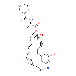 ChemSpider 2D Image | (5R,13S,14S,15S)-15,22-Dihydroxy-5-methoxy-14,16-dimethyl-3-oxo-2-azabicyclo[18.3.1]tetracosa-1(24),6,8,10,16,20,22-heptaen-13-yl N-(cyclohexylcarbonyl)-D-alaninate | C36H50N2O7