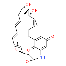 ChemSpider 2D Image | (5R,13S,14R,15S)-13,15-Dihydroxy-5-methoxy-14,16-dimethyl-2-azabicyclo[18.3.1]tetracosa-1(23),6,8,10,16,20-hexaene-3,22,24-trione | C26H33NO6