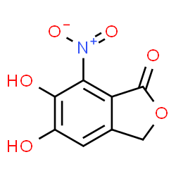 ChemSpider 2D Image | 5,6-Dihydroxy-7-nitro-2-benzofuran-1(3H)-one | C8H5NO6