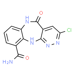 ChemSpider 2D Image | 3-Chloro-5-oxo-6,11-dihydro-5H-pyridazino[3,4-b][1,5]benzodiazepine-10-carboxamide | C12H8ClN5O2