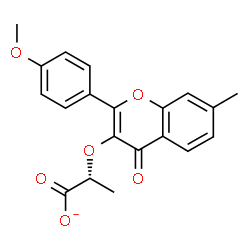 ChemSpider 2D Image | (2R)-2-{[2-(4-Methoxyphenyl)-7-methyl-4-oxo-4H-chromen-3-yl]oxy}propanoate | C20H17O6