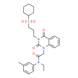 ChemSpider 2D Image | 2-{3-[3-(Cyclohexylsulfonyl)propyl]-2,4-dioxo-3,4-dihydro-1(2H)-quinazolinyl}-N-ethyl-N-(3-methylphenyl)acetamide | C28H35N3O5S