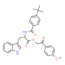 ChemSpider 2D Image | 2-(4-Methoxyphenyl)-2-oxoethyl N-(4-tert-butylbenzoyl)tryptophanate | C31H32N2O5