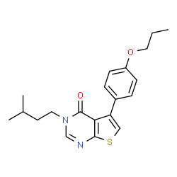 ChemSpider 2D Image | 3-(3-Methylbutyl)-5-(4-propoxyphenyl)thieno[2,3-d]pyrimidin-4(3H)-one | C20H24N2O2S