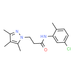 ChemSpider 2D Image | N-(5-Chloro-2-methylphenyl)-3-(3,4,5-trimethyl-1H-pyrazol-1-yl)propanamide | C16H20ClN3O
