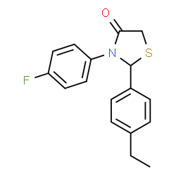 ChemSpider 2D Image | 2-(4-Ethylphenyl)-3-(4-fluorophenyl)-1,3-thiazolidin-4-one | C17H16FNOS