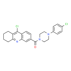 ChemSpider 2D Image | [4-(4-Chlorophenyl)-1-piperazinyl](9-chloro-5,6,7,8-tetrahydro-3-acridinyl)methanone | C24H23Cl2N3O