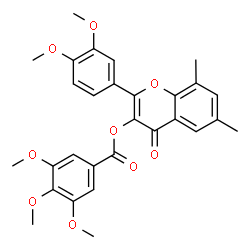 ChemSpider 2D Image | 2-(3,4-Dimethoxyphenyl)-6,8-dimethyl-4-oxo-4H-chromen-3-yl 3,4,5-trimethoxybenzoate | C29H28O9