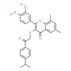 ChemSpider 2D Image | 2-(3,4-Dimethoxyphenyl)-3-[2-(4-isopropylphenyl)-2-oxoethoxy]-6,8-dimethyl-4H-chromen-4-one | C30H30O6