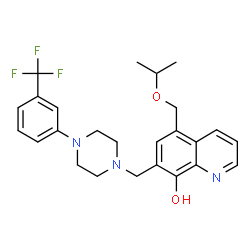 ChemSpider 2D Image | 5-(Isopropoxymethyl)-7-({4-[3-(trifluoromethyl)phenyl]-1-piperazinyl}methyl)-8-quinolinol | C25H28F3N3O2