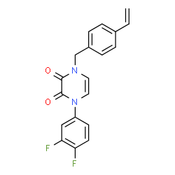 ChemSpider 2D Image | 1-(3,4-Difluorophenyl)-4-(4-vinylbenzyl)-1,4-dihydro-2,3-pyrazinedione | C19H14F2N2O2