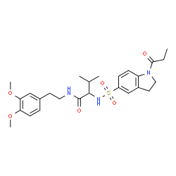 ChemSpider 2D Image | N-[2-(3,4-Dimethoxyphenyl)ethyl]-N~2~-[(1-propionyl-2,3-dihydro-1H-indol-5-yl)sulfonyl]valinamide | C26H35N3O6S