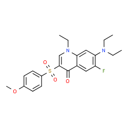 ChemSpider 2D Image | 7-(Diethylamino)-1-ethyl-6-fluoro-3-[(4-methoxyphenyl)sulfonyl]-4(1H)-quinolinone | C22H25FN2O4S