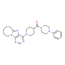 ChemSpider 2D Image | (4-Phenyl-1-piperazinyl)[1-(7,8,9,10-tetrahydro-6H-azepino[1,2-e]purin-4-yl)-4-piperidinyl]methanone | C26H33N7O