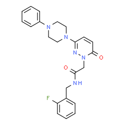 ChemSpider 2D Image | N-(2-Fluorobenzyl)-2-[6-oxo-3-(4-phenyl-1-piperazinyl)-1(6H)-pyridazinyl]acetamide | C23H24FN5O2