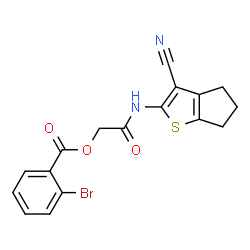 ChemSpider 2D Image | 2-[(3-Cyano-5,6-dihydro-4H-cyclopenta[b]thiophen-2-yl)amino]-2-oxoethyl 2-bromobenzoate | C17H13BrN2O3S