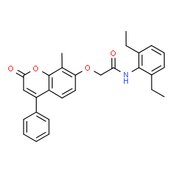 ChemSpider 2D Image | N-(2,6-Diethylphenyl)-2-[(8-methyl-2-oxo-4-phenyl-2H-chromen-7-yl)oxy]acetamide | C28H27NO4