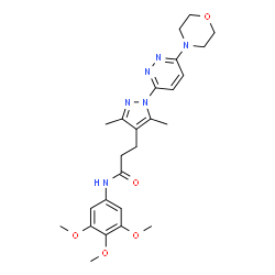 ChemSpider 2D Image | 3-{3,5-Dimethyl-1-[6-(4-morpholinyl)-3-pyridazinyl]-1H-pyrazol-4-yl}-N-(3,4,5-trimethoxyphenyl)propanamide | C25H32N6O5