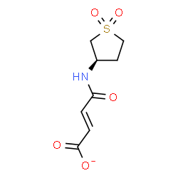 ChemSpider 2D Image | (2E)-4-{[(3R)-1,1-Dioxidotetrahydro-3-thiophenyl]amino}-4-oxo-2-butenoate | C8H10NO5S