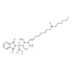 ChemSpider 2D Image | Methyl (2S,3R,4R,5S,6E)-2-(1,3-dioxo-1,3-dihydro-2H-isoindol-2-yl)-3,4,5-trihydroxy-2-methyl-14-oxo-6-icosenoate | C30H43NO8