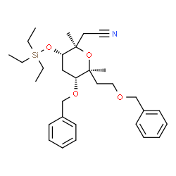 ChemSpider 2D Image | (6R)-2,6-Anhydro-3-O-benzyl-2-[2-(benzyloxy)ethyl]-6-(cyanomethyl)-1,4-dideoxy-6-methyl-5-O-(triethylsilyl)-D-arabino-hexitol | C31H45NO4Si