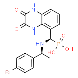 ChemSpider 2D Image | [(R)-{[(1S)-1-(4-Bromophenyl)ethyl]amino}(2,3-dioxo-1,2,3,4-tetrahydro-5-quinoxalinyl)methyl]phosphonic acid | C17H17BrN3O5P