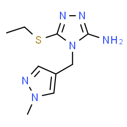 ChemSpider 2D Image | 5-(Ethylsulfanyl)-4-[(1-methyl-1H-pyrazol-4-yl)methyl]-4H-1,2,4-triazol-3-amine | C9H14N6S