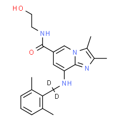 ChemSpider 2D Image | 8-{[(2,6-Dimethylphenyl)(~2~H_2_)methyl]amino}-N-(2-hydroxyethyl)-2,3-dimethylimidazo[1,2-a]pyridine-6-carboxamide | C21H24D2N4O2