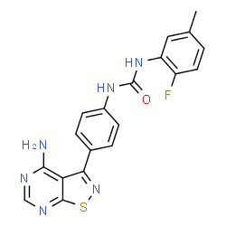ChemSpider 2D Image | 1-[4-(4-Amino[1,2]thiazolo[5,4-d]pyrimidin-3-yl)phenyl]-3-(2-fluoro-5-methylphenyl)urea | C19H15FN6OS