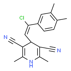 ChemSpider 2D Image | 4-[(E)-2-Chloro-2-(3,4-dimethylphenyl)vinyl]-2,6-dimethyl-1,4-dihydro-3,5-pyridinedicarbonitrile | C19H18ClN3