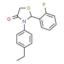 ChemSpider 2D Image | 3-(4-Ethylphenyl)-2-(2-fluorophenyl)-1,3-thiazolidin-4-one | C17H16FNOS