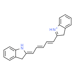 ChemSpider 2D Image | 2-[(1E,3E,5Z)-5-(1,3-Dihydro-2H-indol-2-ylidene)-1,3-pentadien-1-yl]-3H-indolium | C21H19N2