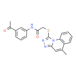 ChemSpider 2D Image | N-(3-Acetylphenyl)-2-[(5-methyl[1,2,4]triazolo[4,3-a]quinolin-1-yl)sulfanyl]acetamide | C21H18N4O2S