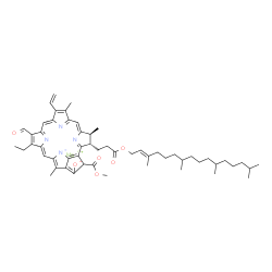 ChemSpider 2D Image | Magnesium (3S,4S)-14-ethyl-13-formyl-21-(methoxycarbonyl)-4,8,18-trimethyl-3-(3-oxo-3-{[(2E)-3,7,11,15-tetramethyl-2-hexadecen-1-yl]oxy}propyl)-9-vinyl-23,25-didehydro-4,21-dihydro-3H-phorbin-23-id-20
-olate | C55H70MgN4O6