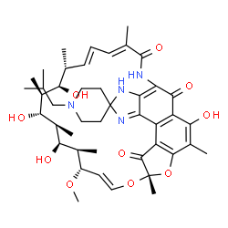 ChemSpider 2D Image | (7S,9E,11S,12R,13S,14R,15R,16S,17R,18R,19E,21E)-2,13,15,17-Tetrahydroxy-1'-isobutyl-11-methoxy-3,7,12,14,16,18,22-heptamethyl-6H,23H,32H-spiro[8,33-dioxa-24,27,29-triazapentacyclo[23.6.1.1~4,7~.0~5,31
~.0~26,30~]tritriaconta-1(31),2,4,9,19,21,25,29-octaene-28,4'-piperidine]-6,23,32-trione | C44H60N4O10