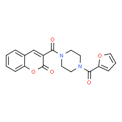 ChemSpider 2D Image | 3-{[4-(2-Furoyl)piperazin-1-yl]carbonyl}-2H-chromen-2-one | C19H16N2O5