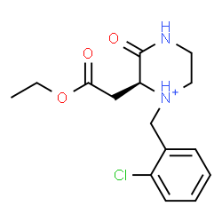 ChemSpider 2D Image | (2S)-1-(2-Chlorobenzyl)-2-(2-ethoxy-2-oxoethyl)-3-oxopiperazin-1-ium | C15H20ClN2O3