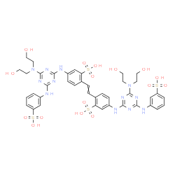 ChemSpider 2D Image | 2,2'-(1,2-Ethenediyl)bis[5-({4-[bis(2-hydroxyethyl)amino]-6-[(3-sulfophenyl)amino]-1,3,5-triazin-2-yl}amino)benzenesulfonic acid] | C40H44N12O16S4