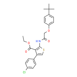 ChemSpider 2D Image | Ethyl 2-{[(4-tert-butylphenoxy)acetyl]amino}-4-(4-chlorophenyl)thiophene-3-carboxylate | C25H26ClNO4S