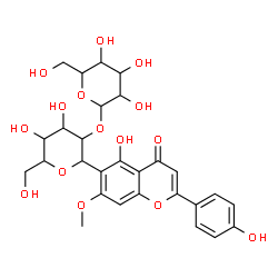 ChemSpider 2D Image | 1,5-Anhydro-2-O-hexopyranosyl-1-[5-hydroxy-2-(4-hydroxyphenyl)-7-methoxy-4-oxo-4H-chromen-6-yl]hexitol | C28H32O15