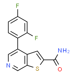 ChemSpider 2D Image | 4-(2,4-Difluorophenyl)thieno[2,3-c]pyridine-2-carboxamide | C14H8F2N2OS