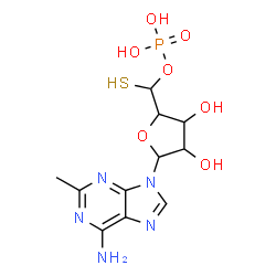 ChemSpider 2D Image | [[5-(6-amino-2-methyl-purin-9-yl)-3,4-dihydroxy-tetrahydrofuran-2-yl]-sulfanyl-methyl] dihydrogen phosphate | C11H16N5O7PS