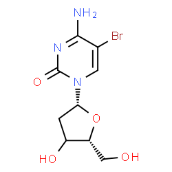 ChemSpider 2D Image | 4-Amino-5-bromo-1-[(3xi)-2-deoxy-beta-D-glycero-pentofuranosyl]-2(1H)-pyrimidinone | C9H12BrN3O4