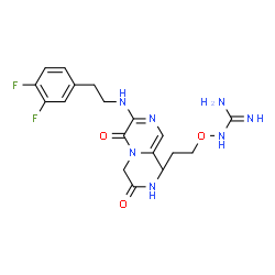ChemSpider 2D Image | N-[2-(Carbamimidamidooxy)ethyl]-2-[3-{[2-(3,4-difluorophenyl)ethyl]amino}-6-methyl-2-oxo-1(2H)-pyrazinyl]acetamide | C18H23F2N7O3