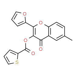 ChemSpider 2D Image | 2-(2-Furyl)-6-methyl-4-oxo-4H-chromen-3-yl 2-thiophenecarboxylate | C19H12O5S